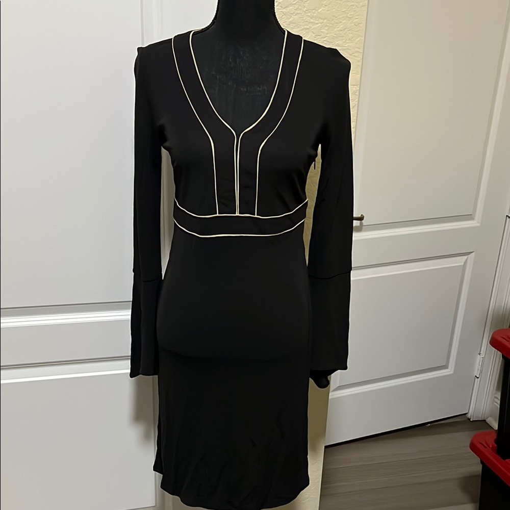 Elegant Black Dress with gold  Trim